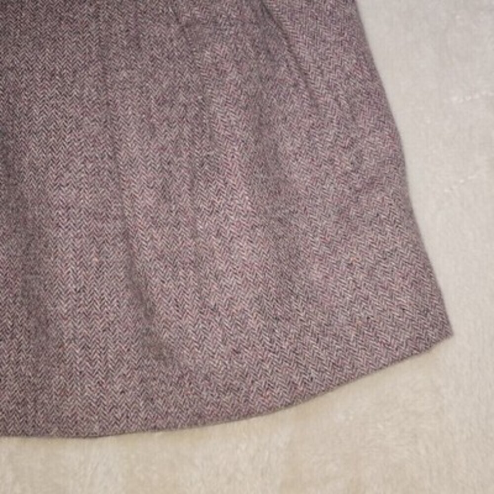 GAP 100% Wool Herringbone Tweed Pleated Mini Skirt Lined Purple Brown Women’s... - Picture 2 of 11